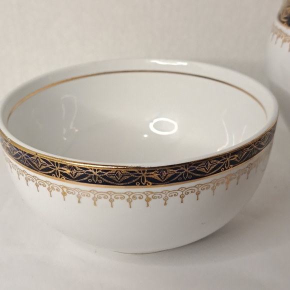 Meakin China Open Sugar Bowl & Creamer England Blue & Gold Hand Painted. - Picture 4 of 8